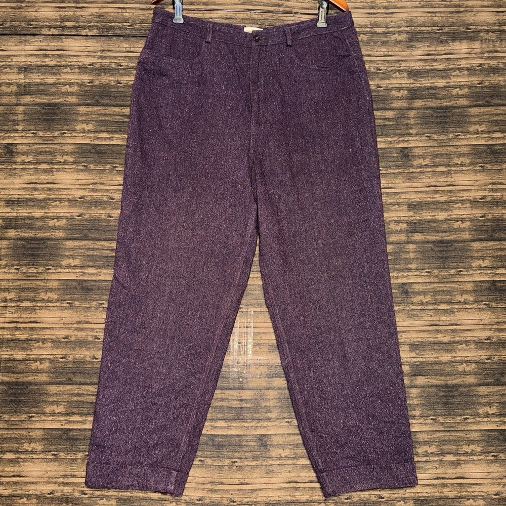 Vintage Talbots Wool Silk Blend Trousers Lined Size 16 Stretch Maroon Cuffed